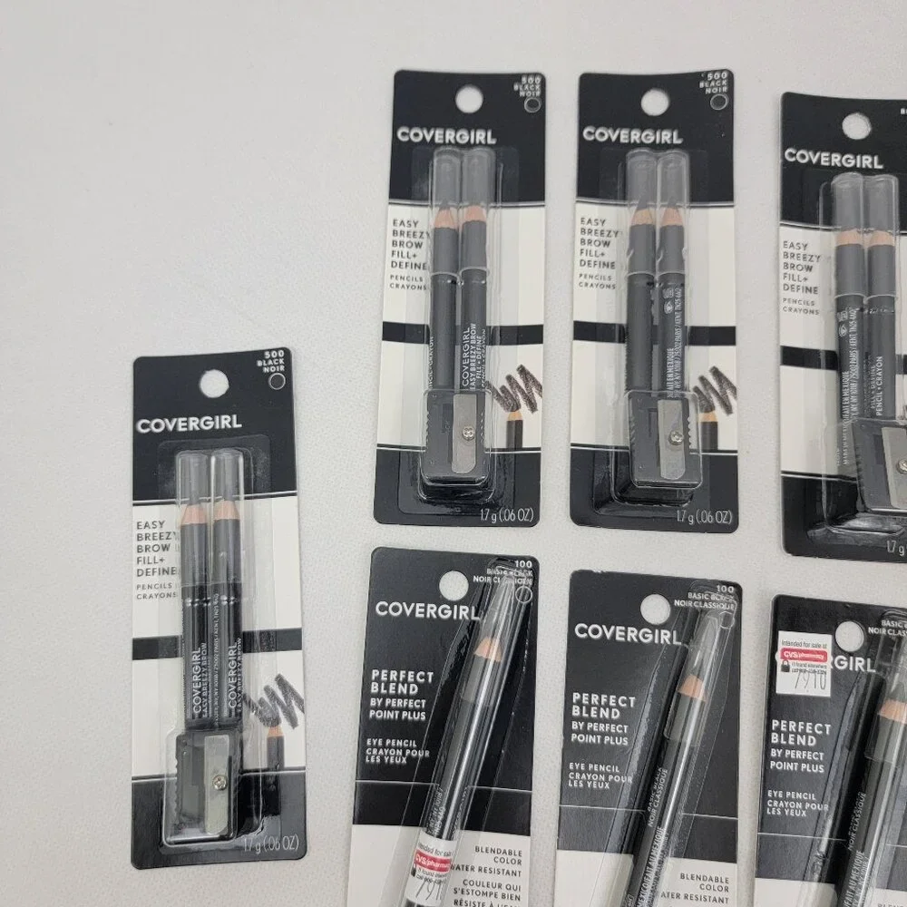COVERGIRL Easy Breezy Brow Pencils BLACK 2pk LOT Eyeliner Mascara Mixed Bundle - Picture 2 of 16